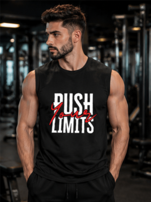 PUSH YOUR LIMITS Men's Sleeveless T-Shirt | Premium Cotton Gym & Fitness Tank Top