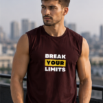 BREAK YOUR LIMITS Men's Sleeveless T-Shirt | Premium Cotton Gym & Training Tank Top - Maroon