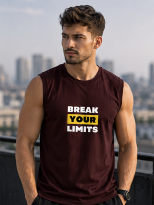 BREAK YOUR LIMITS Men's Sleeveless T-Shirt | Premium Cotton Gym & Training Tank Top