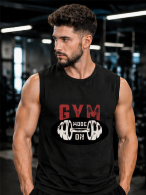 GYM MODE ON Men's Sleeveless T-Shirt | Premium Cotton Workout & Training Tank Top