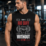 NO DAY WITHOUT GYM Men's Sleeveless T-Shirt | Premium Cotton Workout & Fitness Tank Top - Black