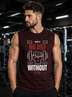 NO DAY WITHOUT GYM Men's Sleeveless T-Shirt | Premium Cotton Workout & Fitness Tank Top