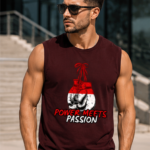 POWER MEETS PASSION Men's Sleeveless T-Shirt | Premium Cotton Gym & Fitness Tank Top - Maroon