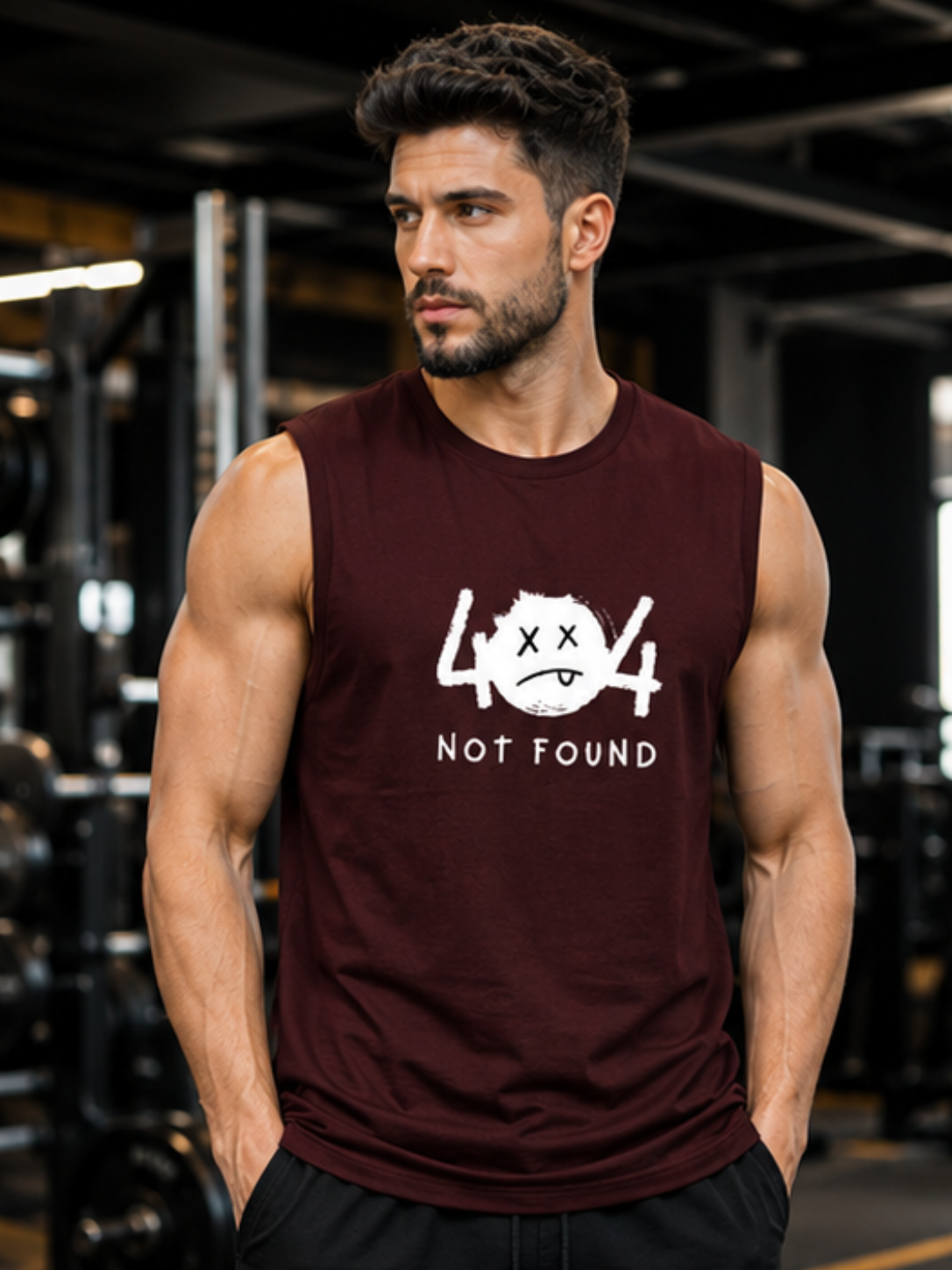 404 NOT FOUND Men's Sleeveless T-Shirt | Premium Cotton Streetwear & Lifestyle Tank Top - Image 2