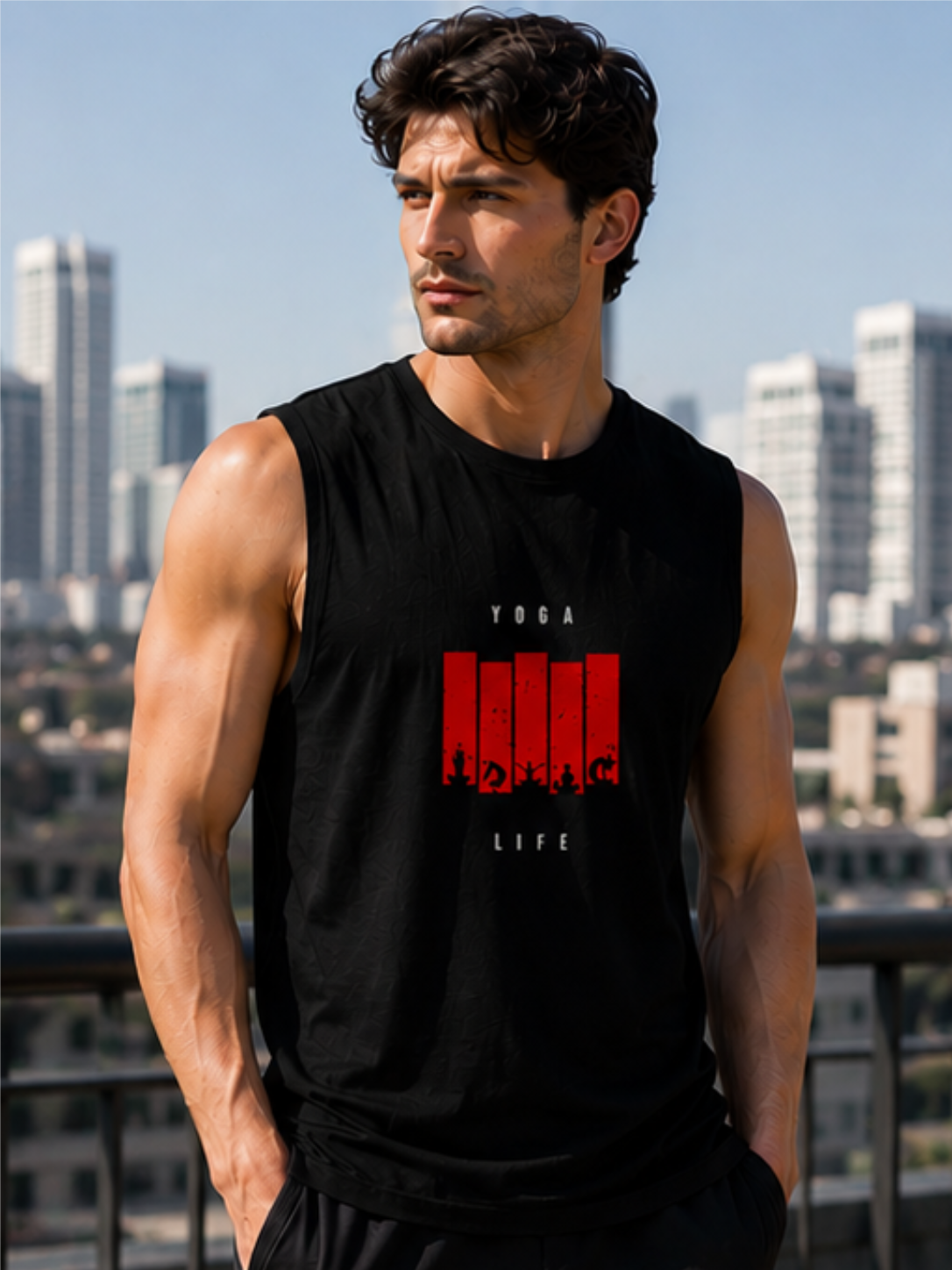YOGA LIFE Men's Sleeveless T-Shirt | Premium Cotton Activewear & Lifestyle Tank Top - Image 4