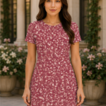 Female AOP A Line Dress - Red