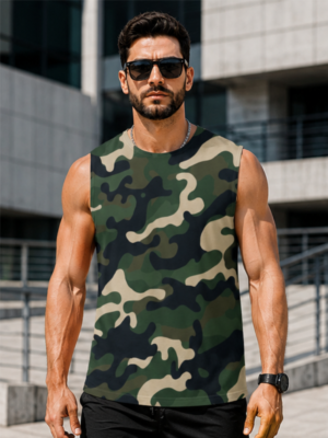 MAAKO Tactical Camo All-Over Print Men's Sleeveless T-Shirt