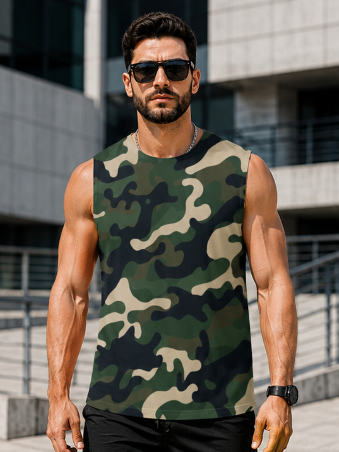 MAAKO Tactical Camo All-Over Print Men's Sleeveless T-Shirt