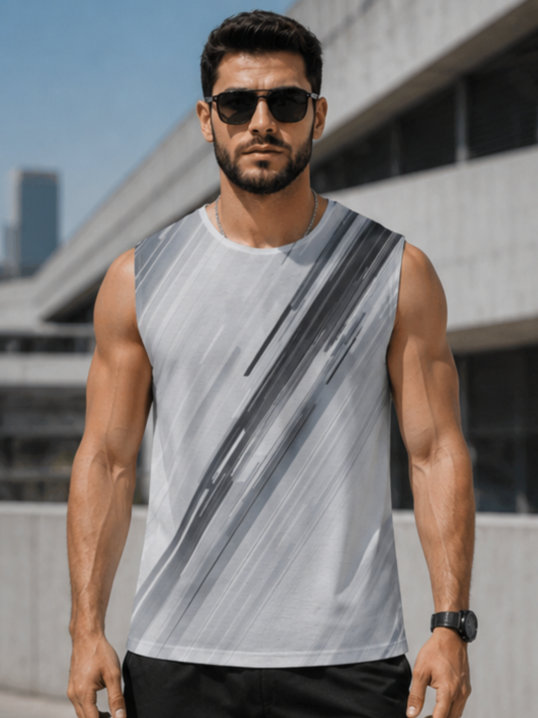MAAKO Silver Streak AOP Men's Sleeveless T-Shirt - Image 4