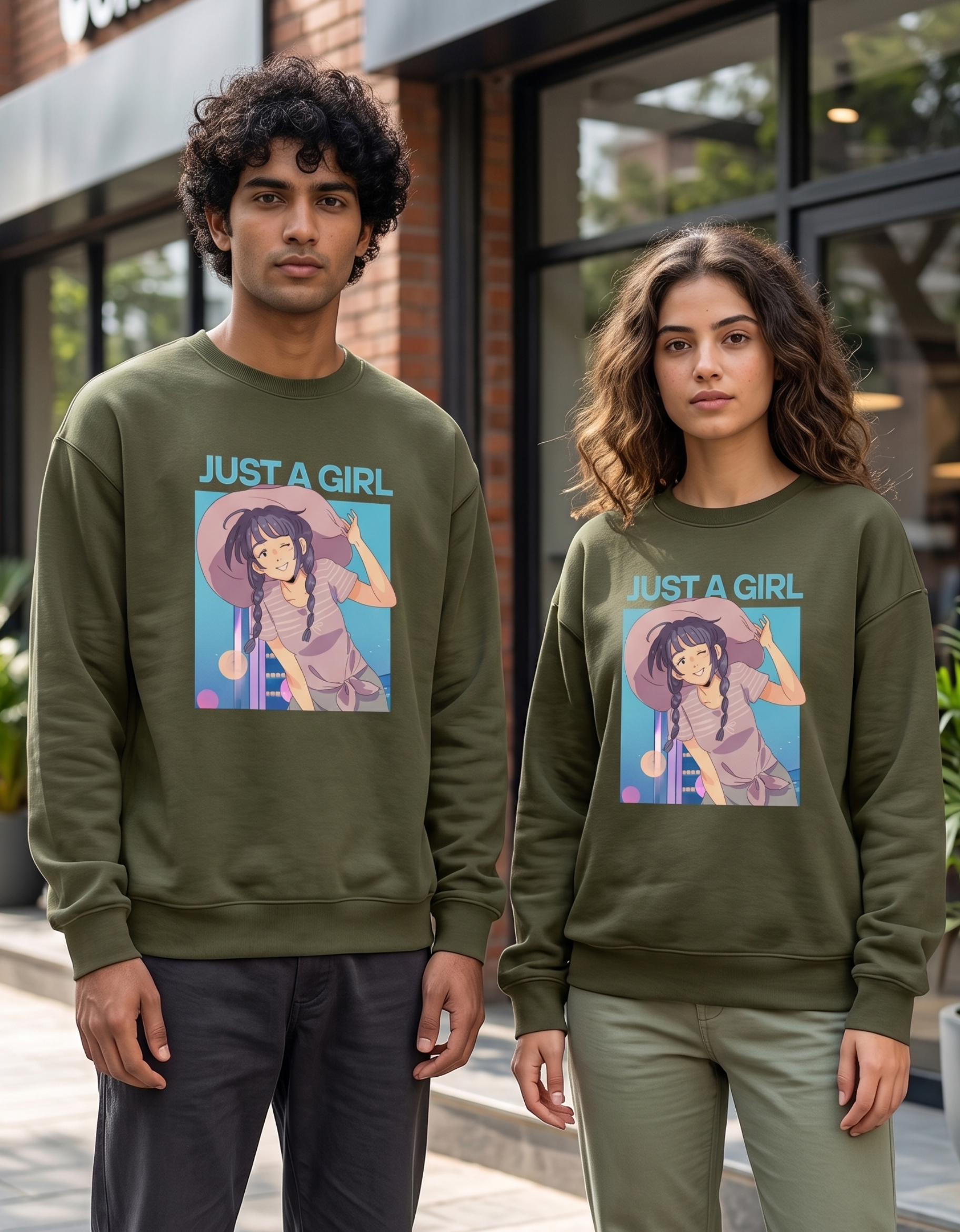 Just A Girl Premium Unisex Sweatshirt - Image 2