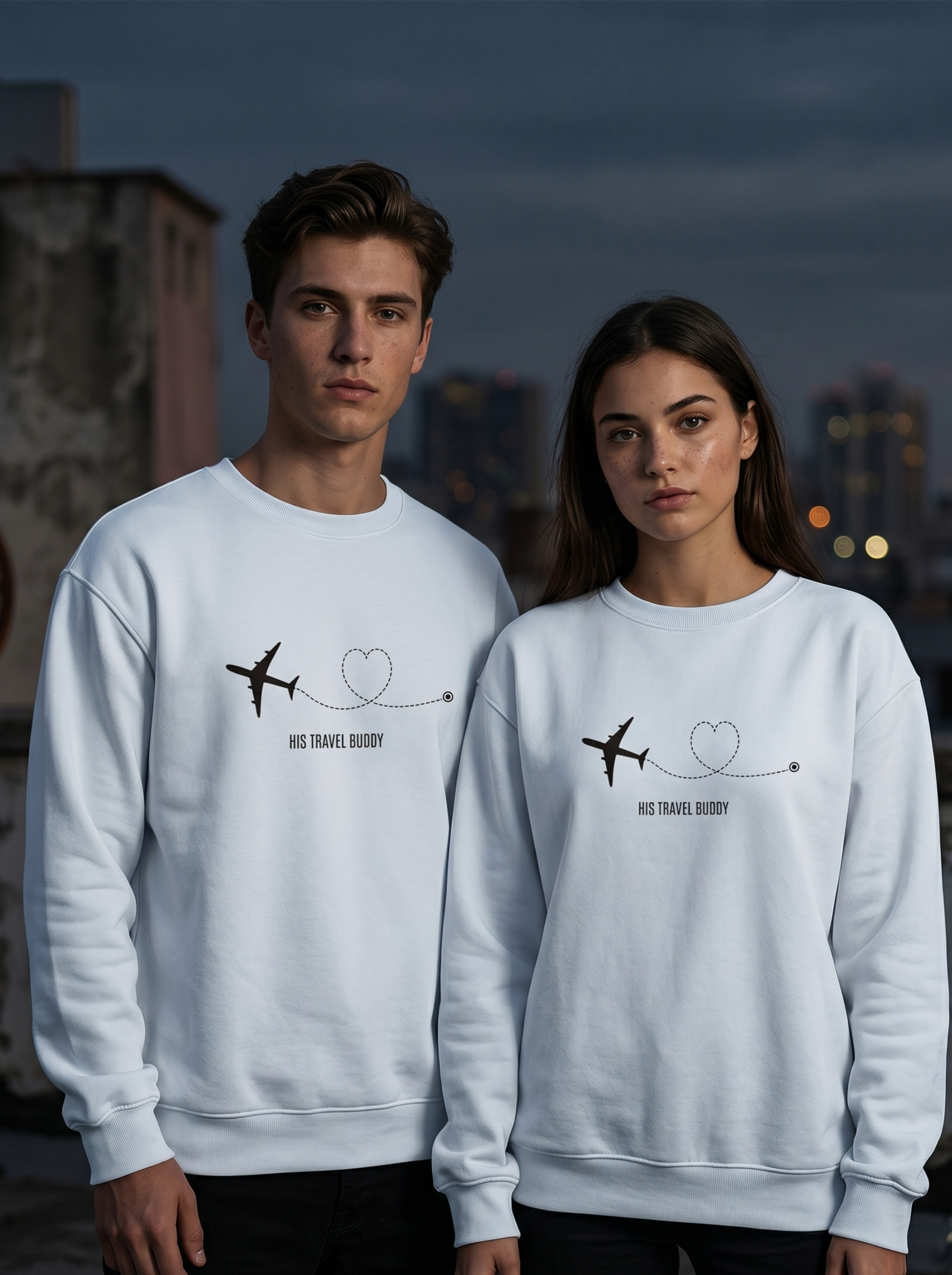 His Travel Buddy Premium Unisex Sweatshirt - Image 2