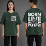 Midnight Echo Acid Wash Oversized Tee - Bottle Green