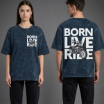 Midnight Echo Acid Wash Oversized Tee - Navy Blue