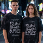 Botanical Noir Acid Wash Oversized Tee - Black