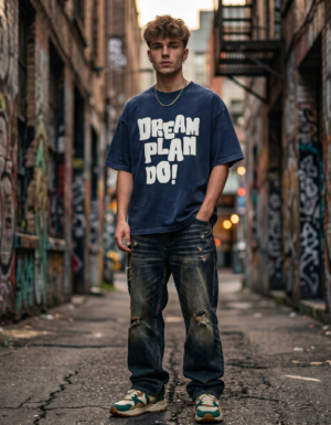 Dream Plan Do Acid Wash Oversized Tee