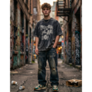 Dream Plan Do Acid Wash Oversized Tee - Black