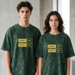 Music On Acid Wash Oversized Tee - Bottle Green
