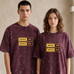 Music On Acid Wash Oversized Tee - Maroon