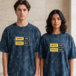 Music On Acid Wash Oversized Tee - Navy Blue