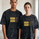 Music On Acid Wash Oversized Tee - Black