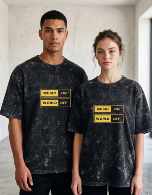 Music On Acid Wash Oversized Tee