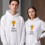 Think Positive Premium Unisex Pullover Hoodie - White