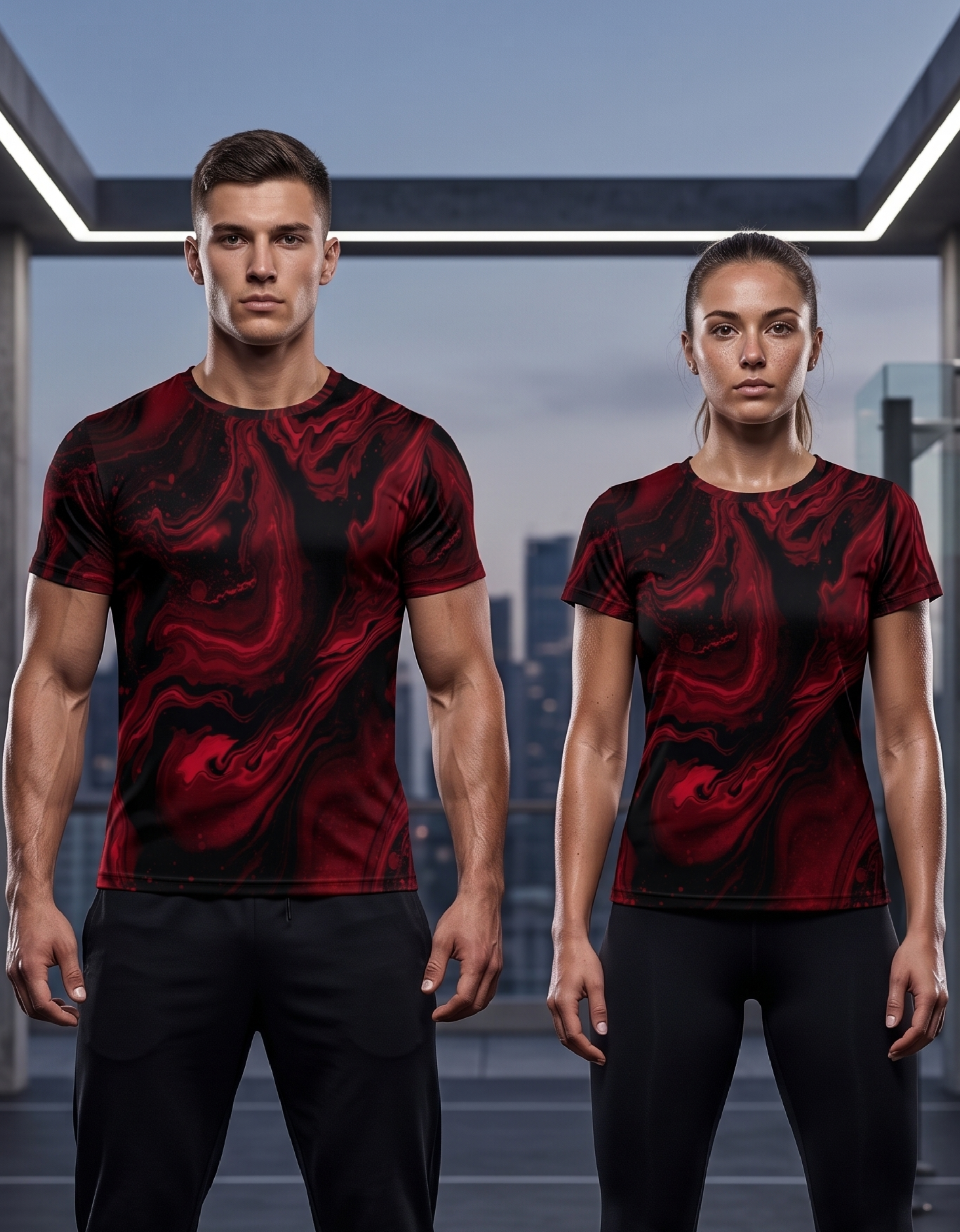 Crimson Flow Premium Unisex AOP Sports T-Shirt