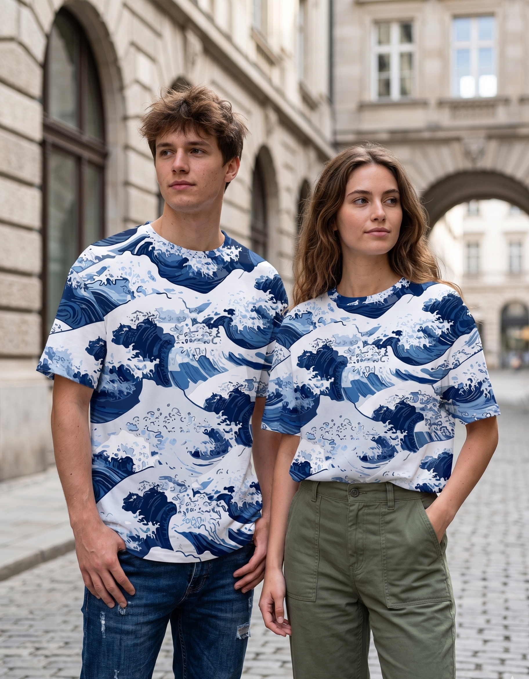 Ocean Wave Premium Unisex AOP Sports T-Shirt