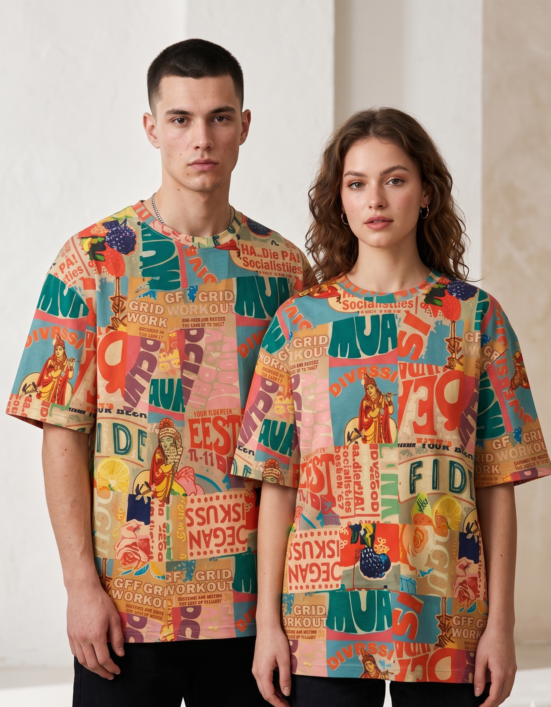 Urban Patchwork Premium Unisex AOP Sports T-Shirt