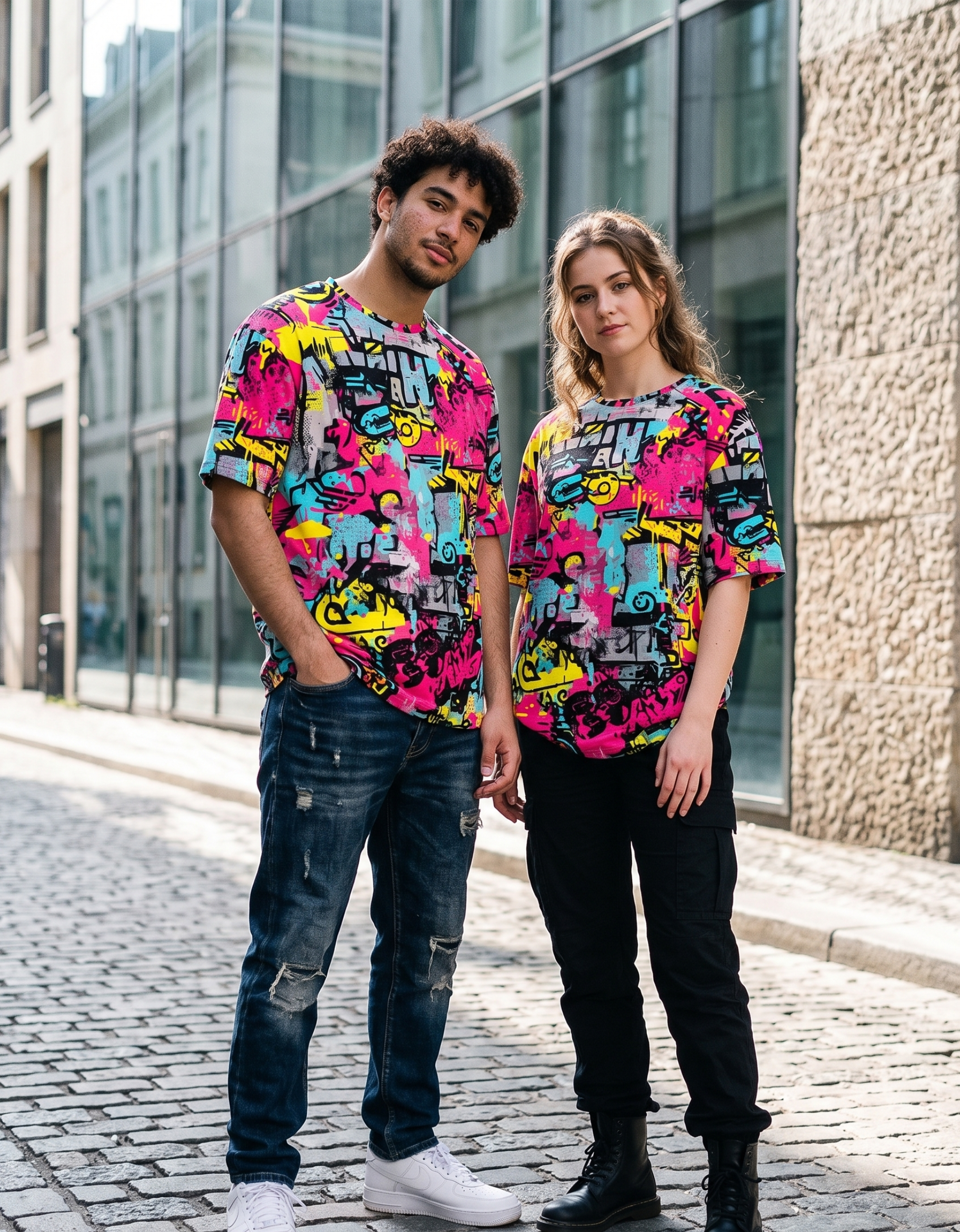Neon Pop Premium Unisex AOP Sports T-Shirt