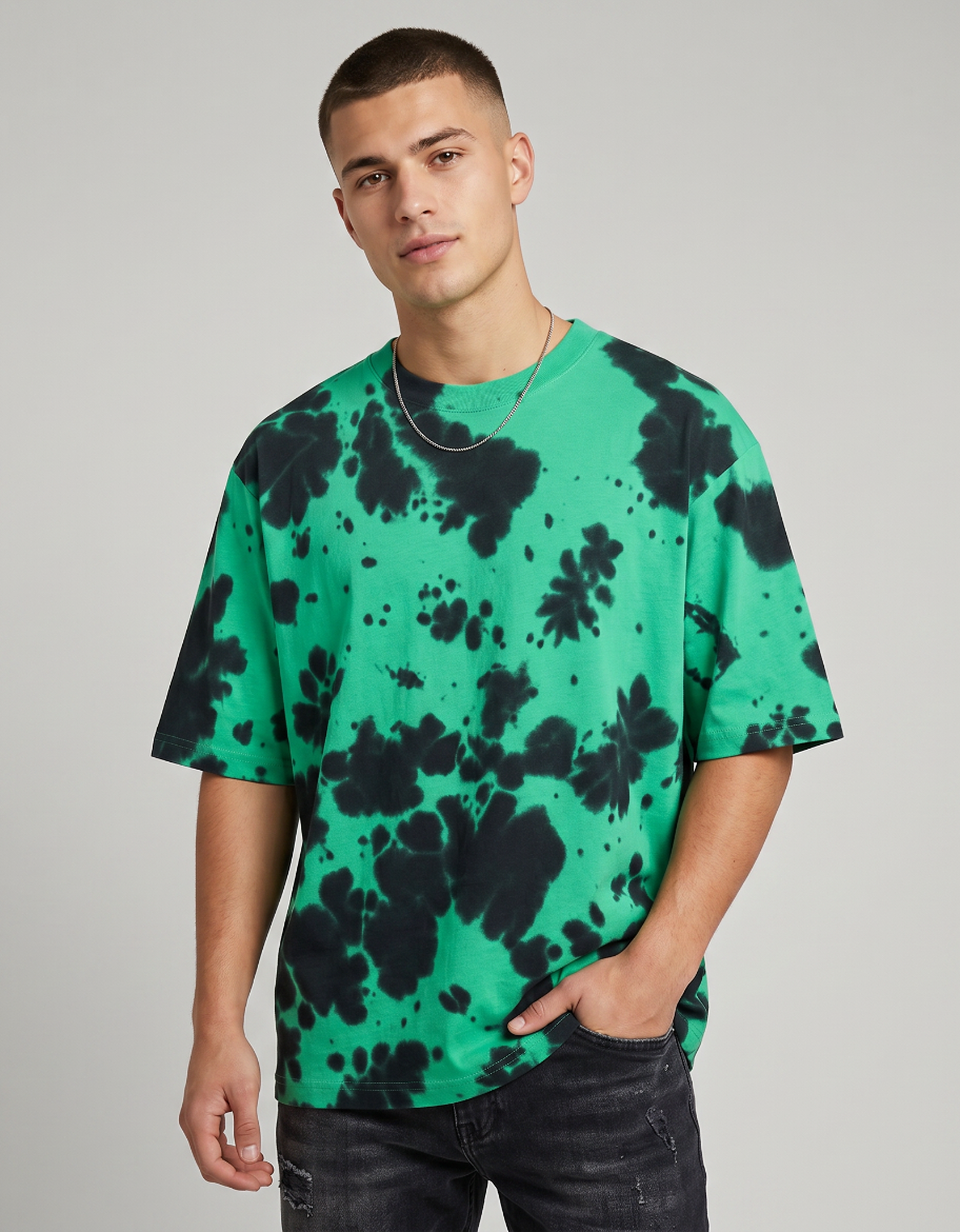 Emerald Chaos Tie-Dye Oversized T-Shirt