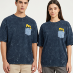 Urban Bloom Acid Wash Oversized Tee - Navy Blue