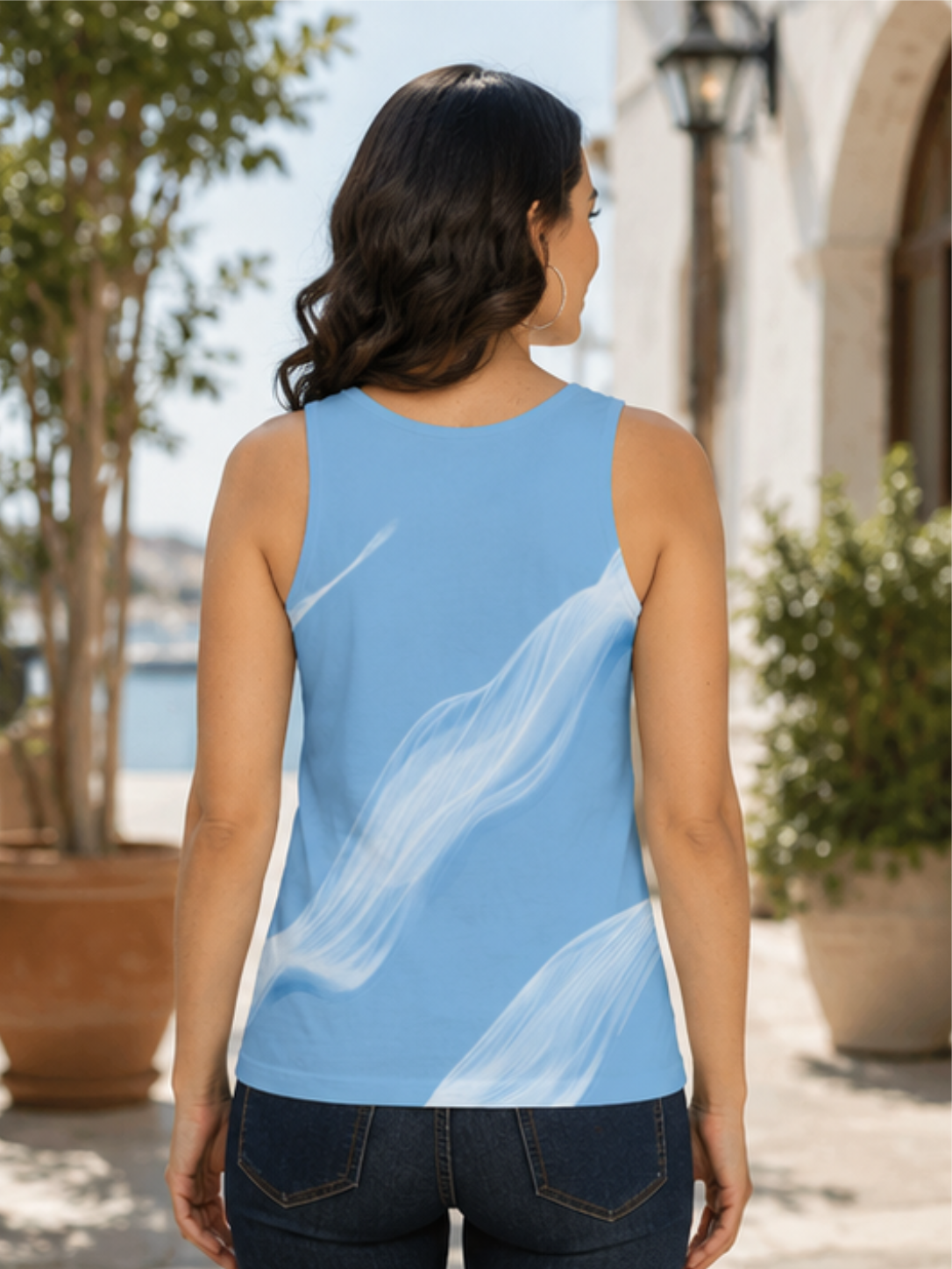 Abstract Line Print Tank Top – Chic Casual Summer Outfit for Women - Image 4