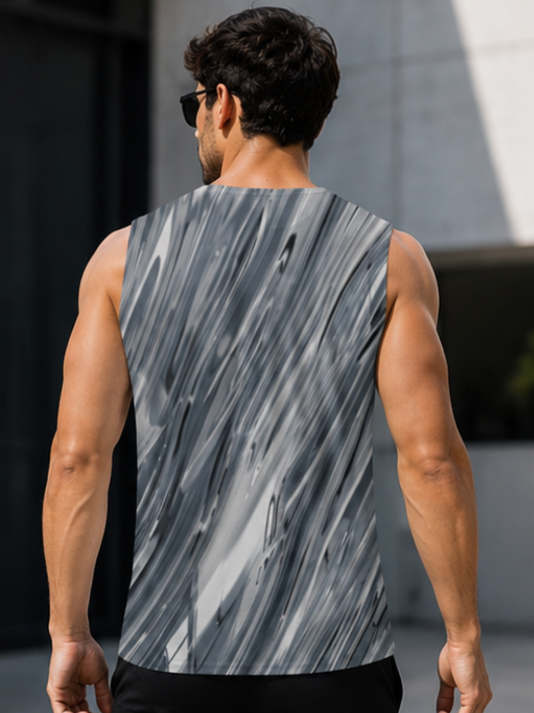 MAAKO Monochrome Velocity AOP Sleeveless T-Shirt – Abstract Motion Edition - Image 3