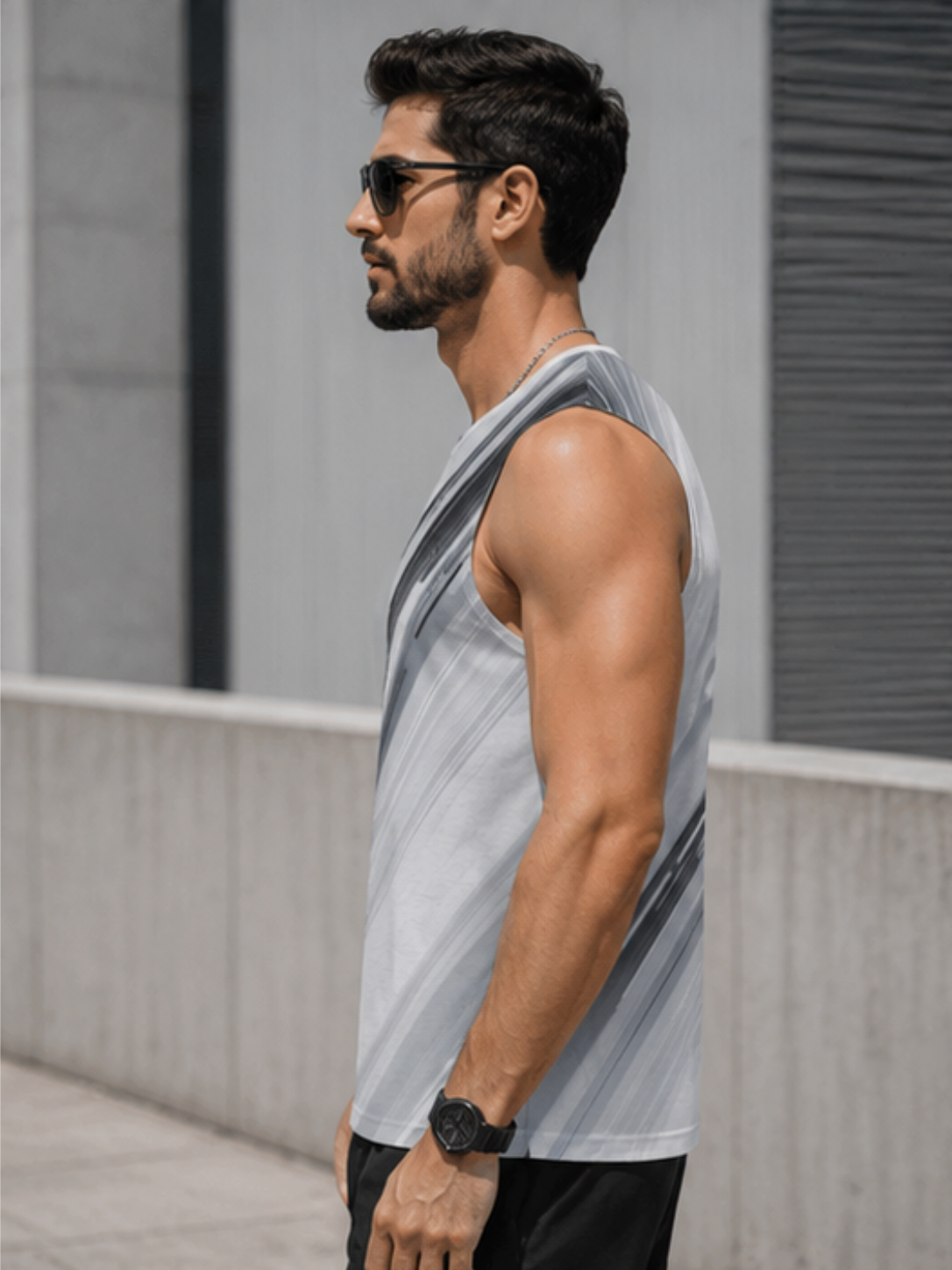 MAAKO Silver Streak AOP Men's Sleeveless T-Shirt - Image 3
