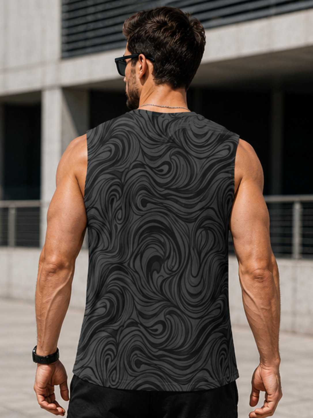 MAAKO Midnight Flow AOP Men's Sleeveless T-Shirt - Image 4