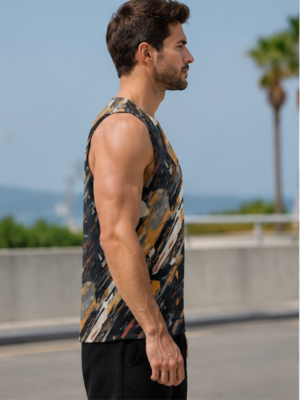 MAAKO Urban Camo Drift AOP Men's Sleeveless T-Shirt – Abstract Streetwear Edition