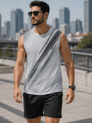 MAAKO Silver Streak AOP Men's Sleeveless T-Shirt