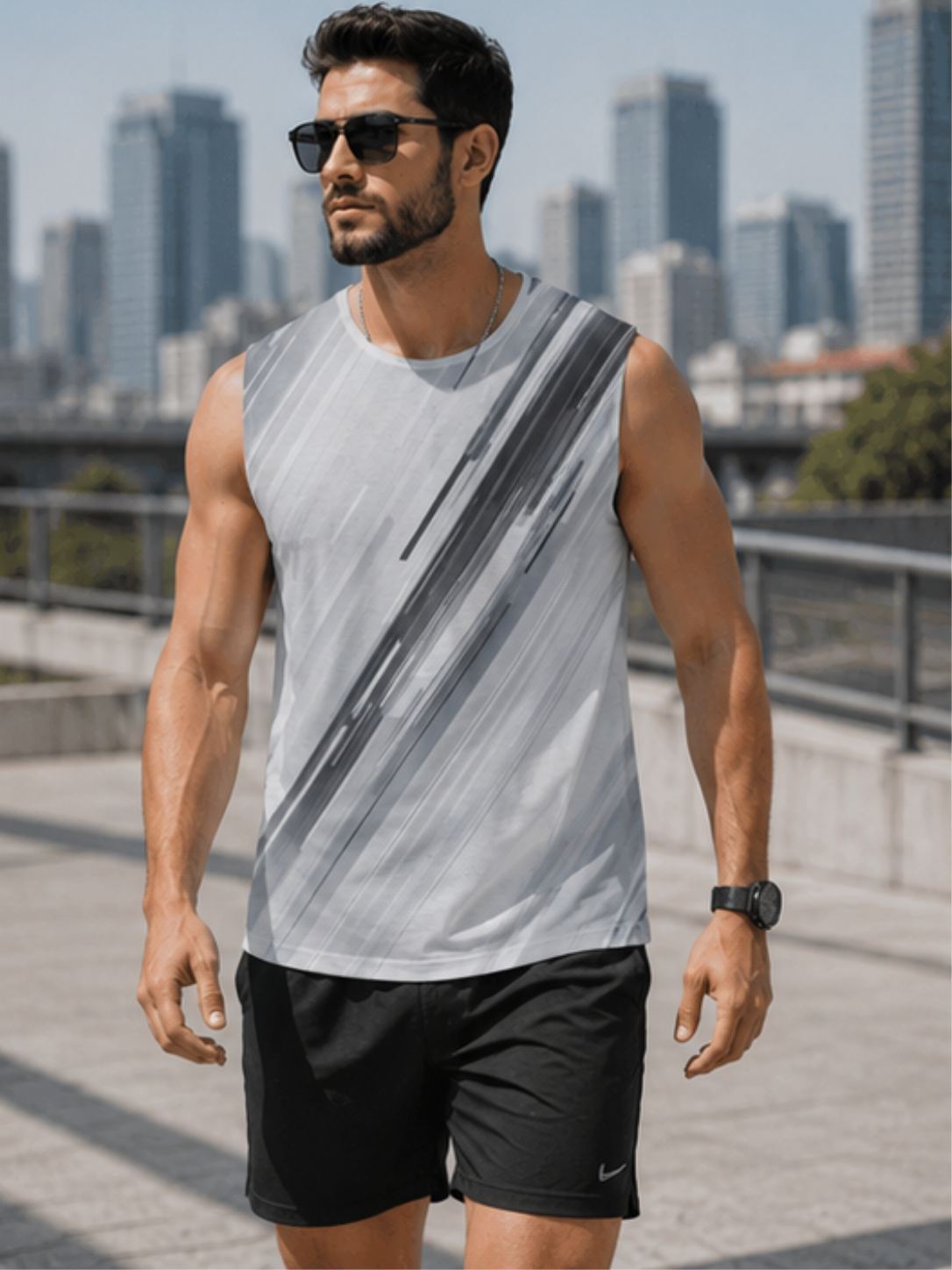 MAAKO Silver Streak AOP Men's Sleeveless T-Shirt