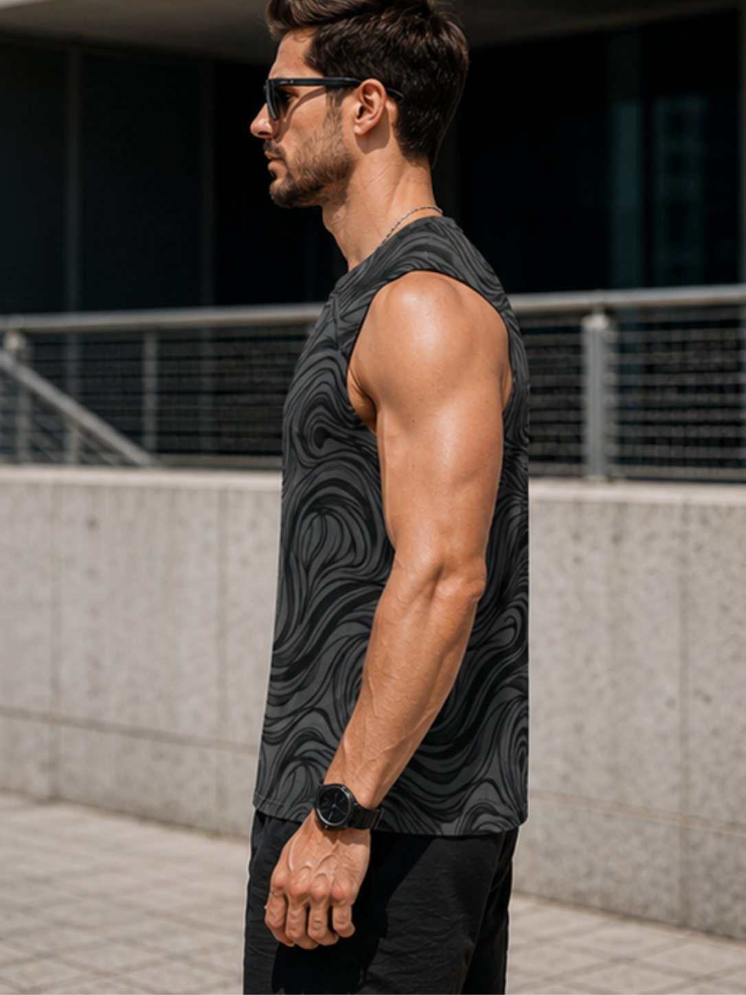 MAAKO Midnight Flow AOP Men's Sleeveless T-Shirt - Image 3