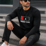 Need Chai Graphic Full Sleeve T-Shirt – Premium Cotton Casual Edition - Black
