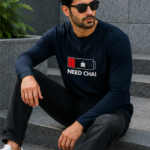 Need Chai Graphic Full Sleeve T-Shirt – Premium Cotton Casual Edition - Navy Blue