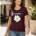 Flower Charm Cotton Tee - Charcoal Melange