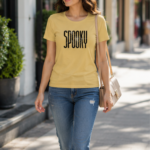Spooky Mood Oversized Graphic Women’s T-Shirt - Beige