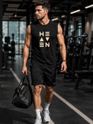 HEAVEN Graphic Men's Sleeveless T-Shirt | Premium Cotton Gym & Streetwear Tank Top