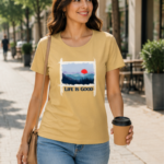 Sunset Horizon Graphic Women’s Classic T-Shirt - Beige