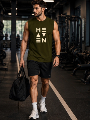 HEAVEN Graphic Men's Sleeveless T-Shirt | Premium Cotton Gym & Streetwear Tank Top