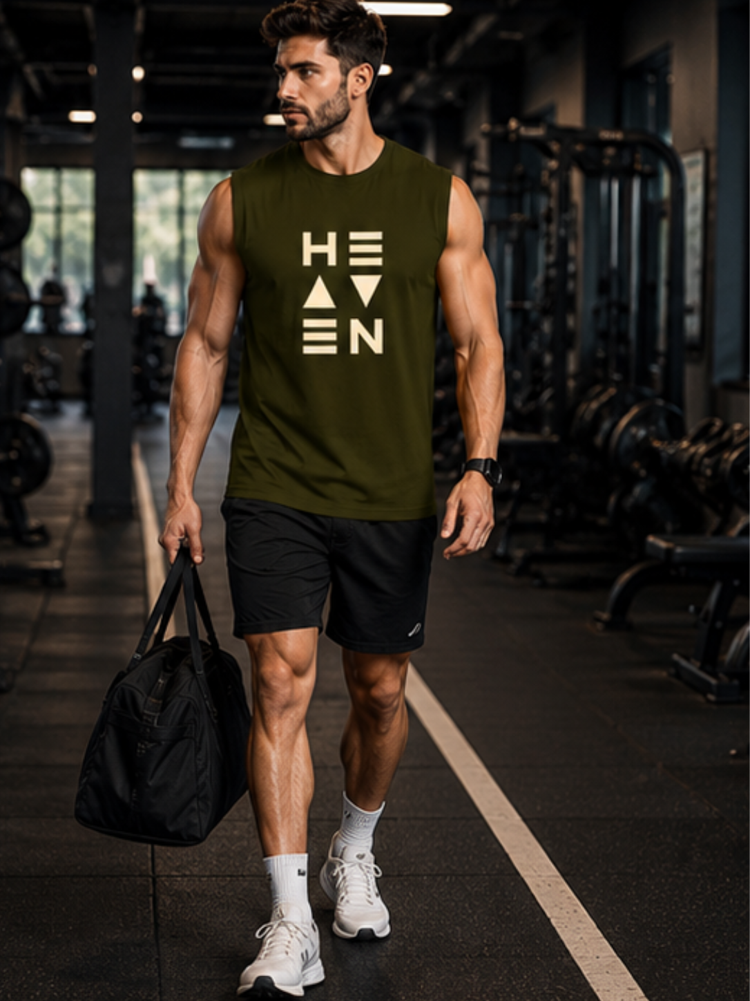 HEAVEN Graphic Men's Sleeveless T-Shirt | Premium Cotton Gym & Streetwear Tank Top - Image 2