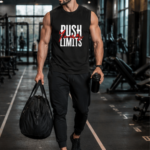 PUSH YOUR LIMITS Men's Sleeveless T-Shirt | Premium Cotton Gym & Fitness Tank Top - Black