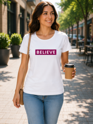 Believe Inspirational T-Shirt Design – Minimal Motivational Quote Tee for  Women